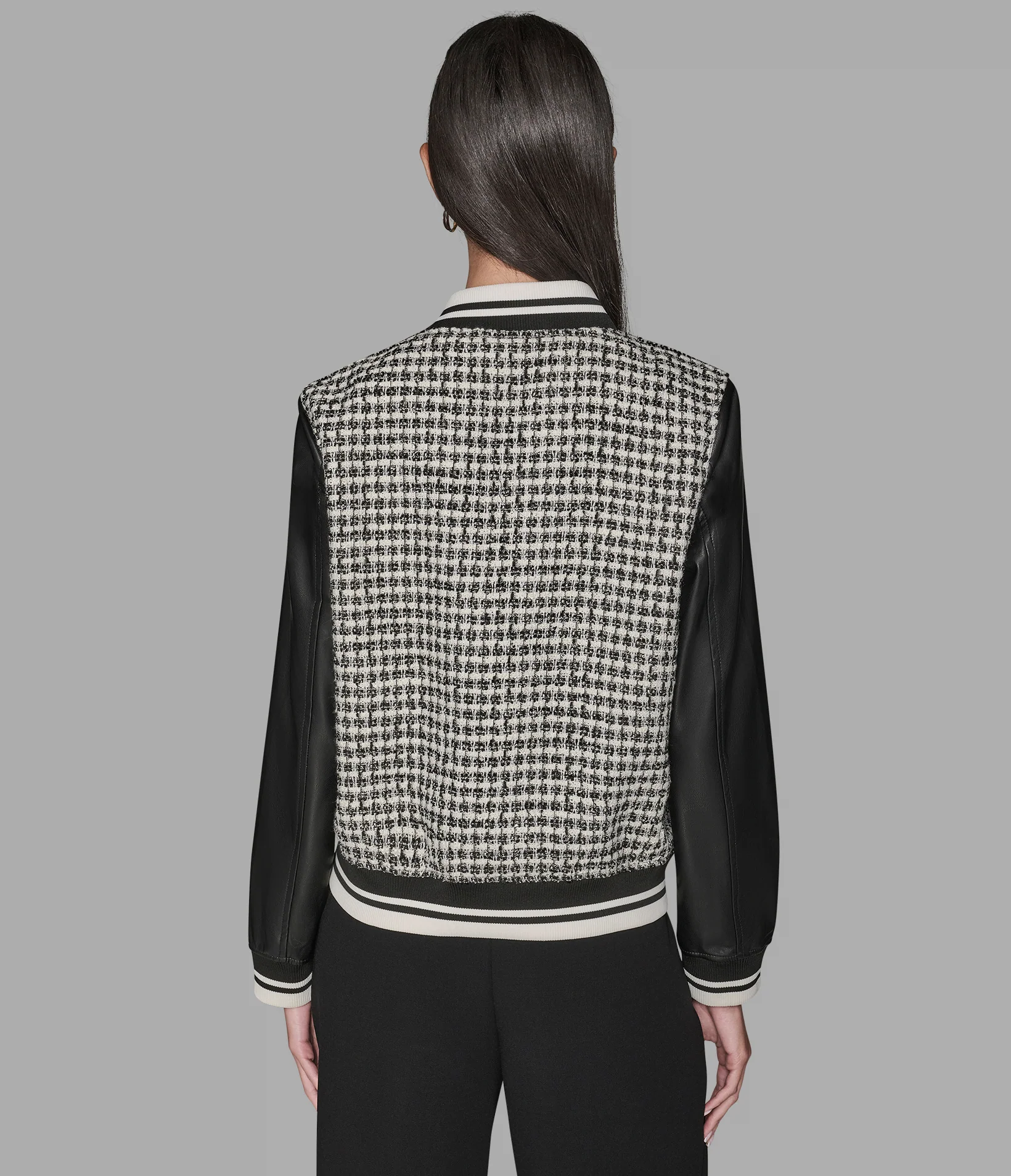 MIXED MEDIA TWEED VARSITY JACKET - Image 2