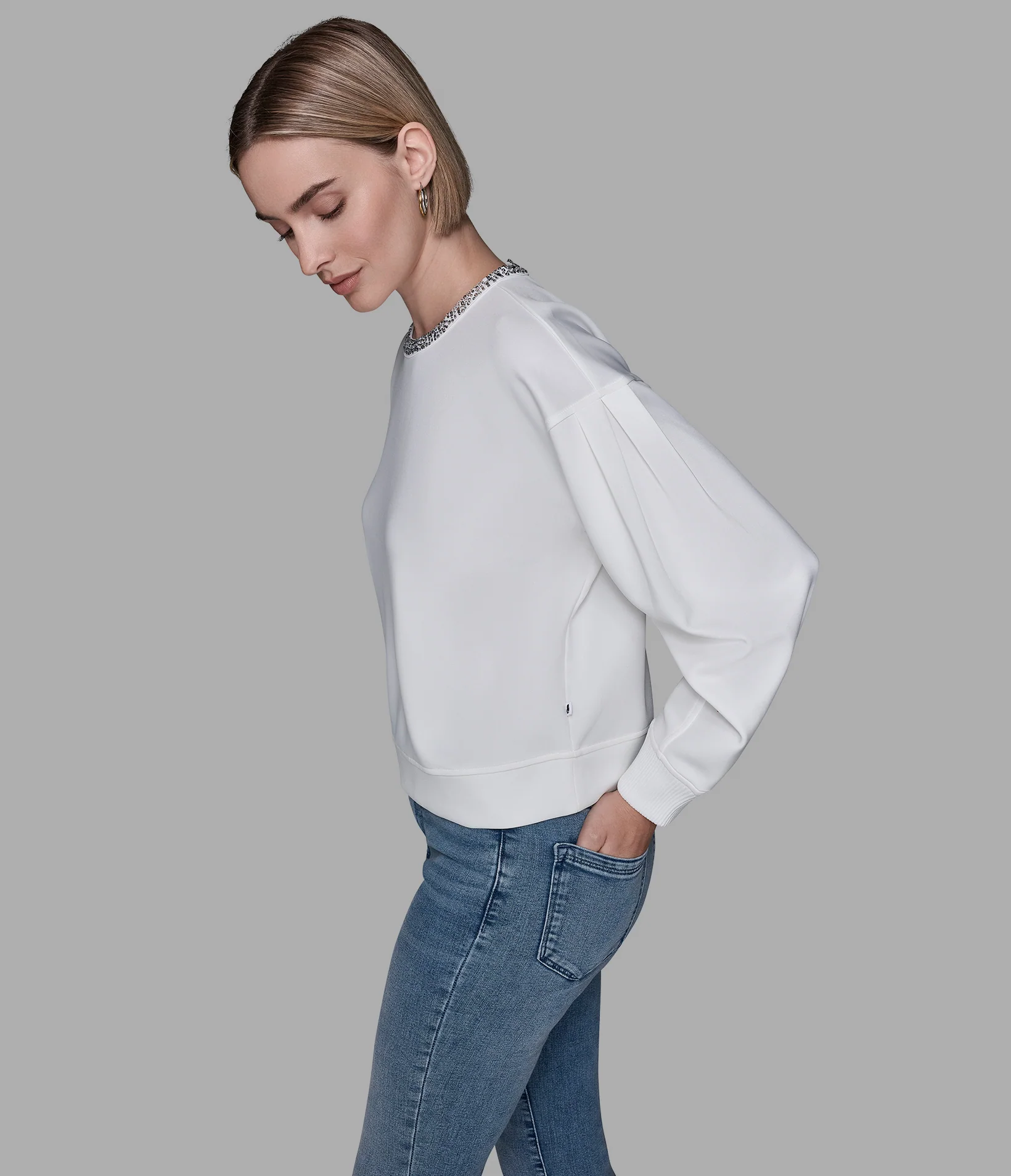 RHINESTONE TRIM SWEATSHIRT - Image 3