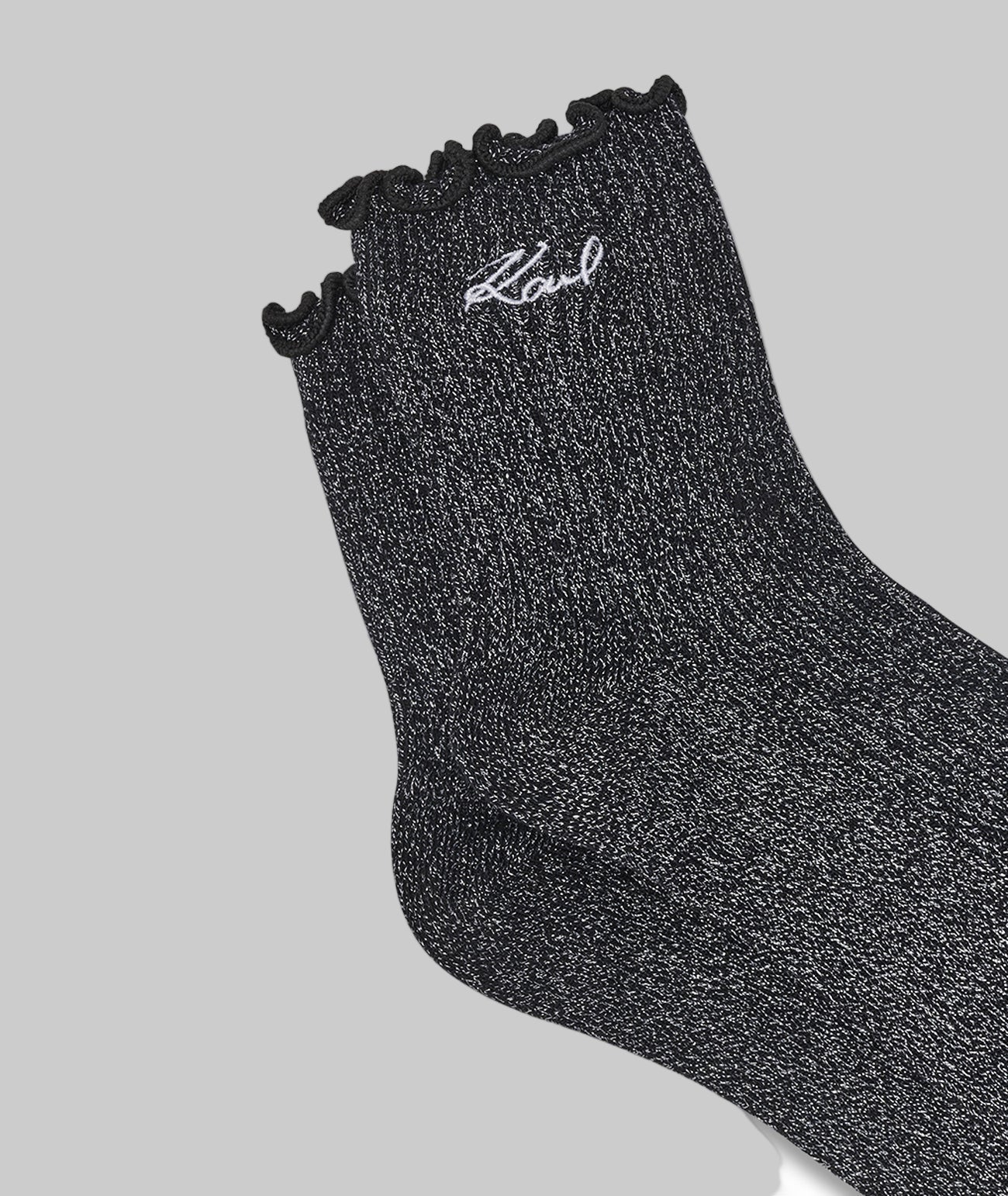 EMBROIDERED SCRIPT LOGO RUFFLE ANKLE SOCKS 2-PACK - Image 3