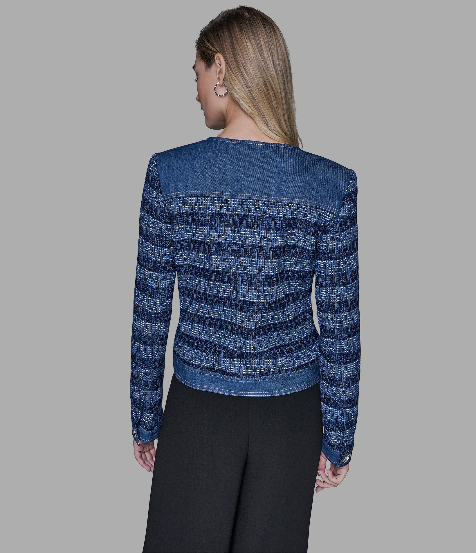 MIXED MEDIA TWEED DENIM JACKET - Image 2