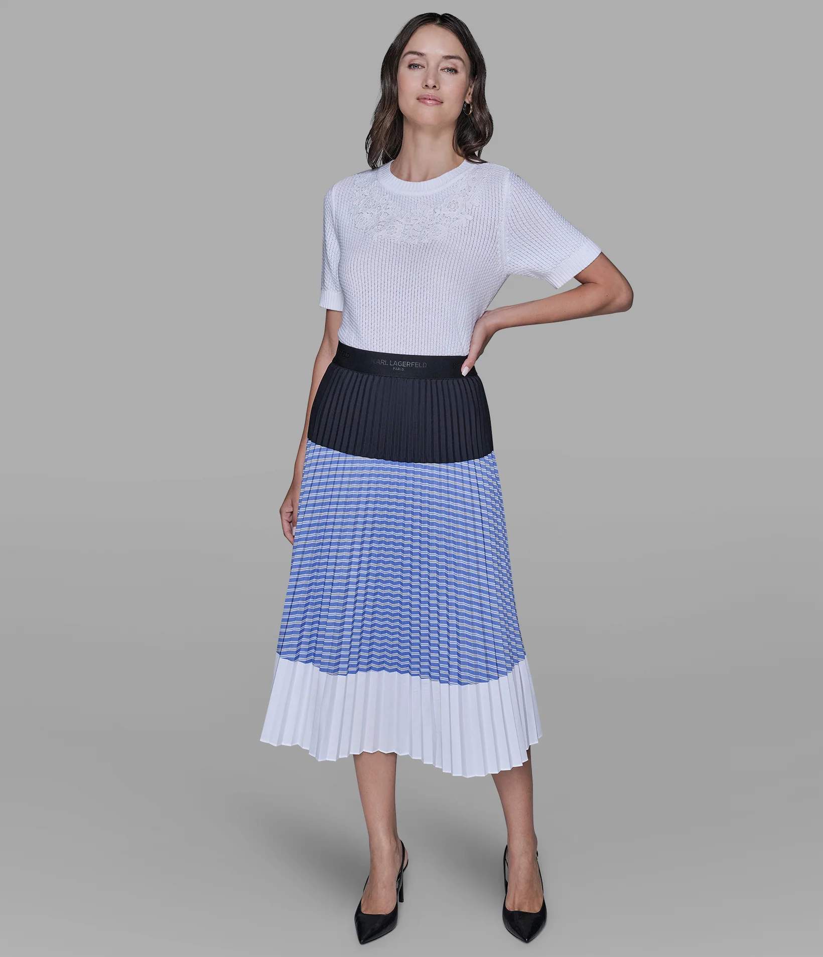 PLEATED COLORBLOCK SKIRT - Image 4