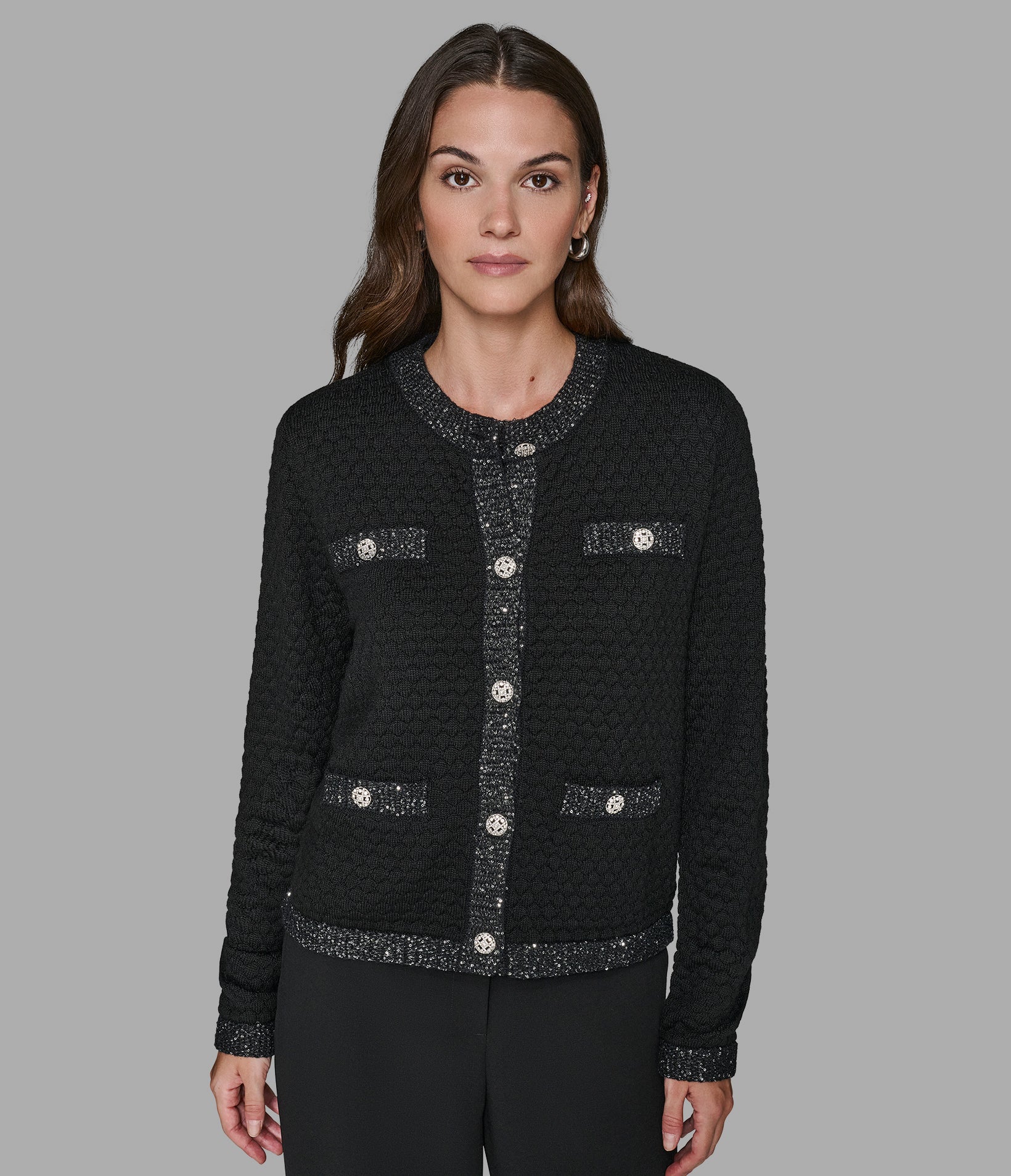 TEXTURED KNIT CROPPED CARDIGAN