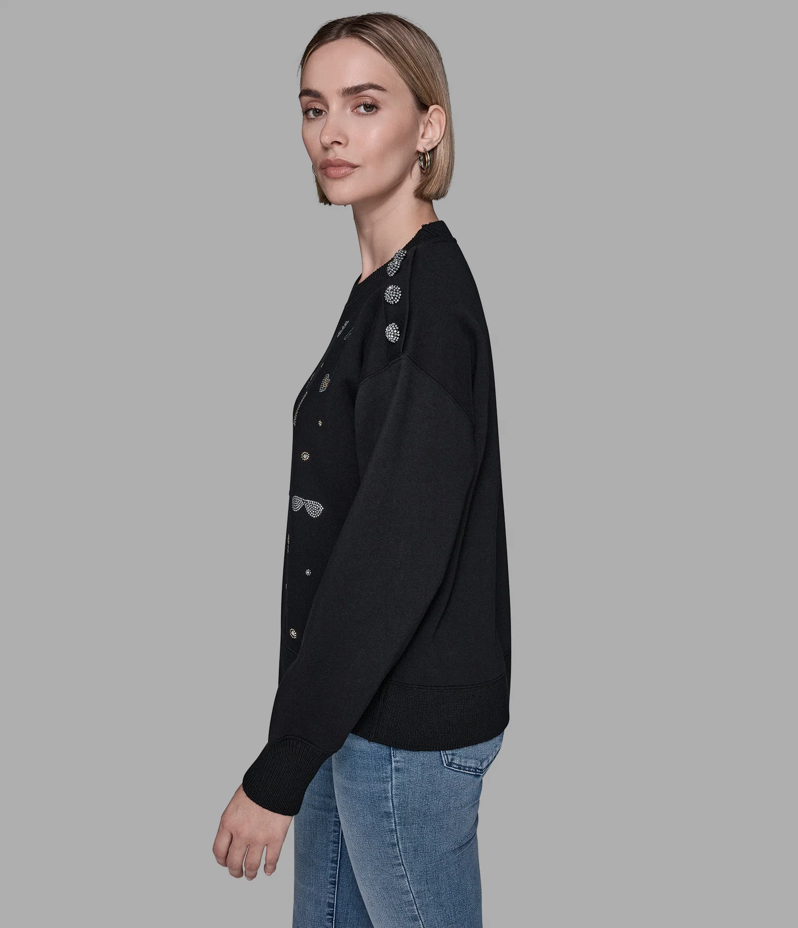 FLEECE WHIMSY SWEATSHIRT - BLACK - Image 3