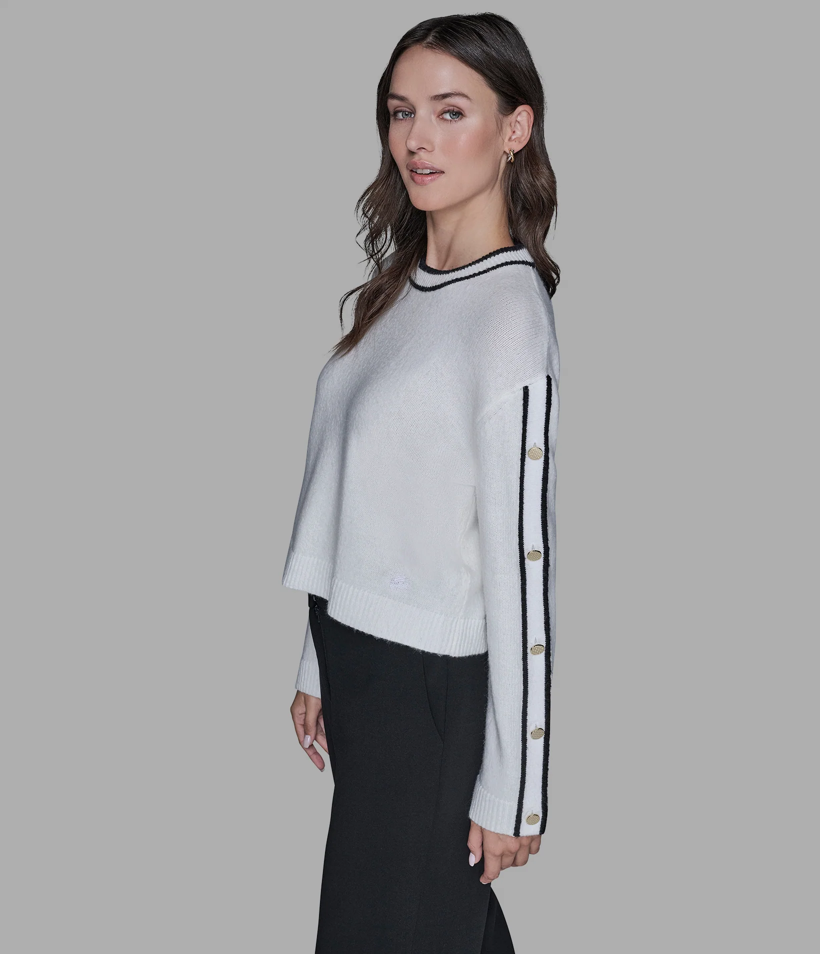 BUTTON SLEEVE PULLOVER SWEATER - Image 3