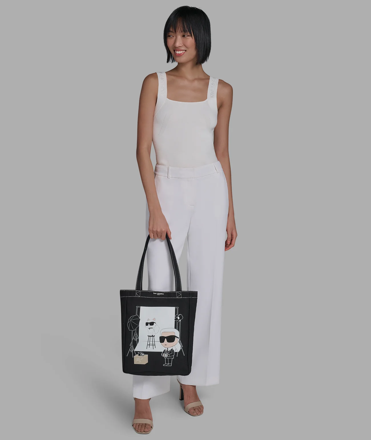 CANNES KARL & CHOUPETTE PHOTOSHOOT CANVAS TOTE - Image 7