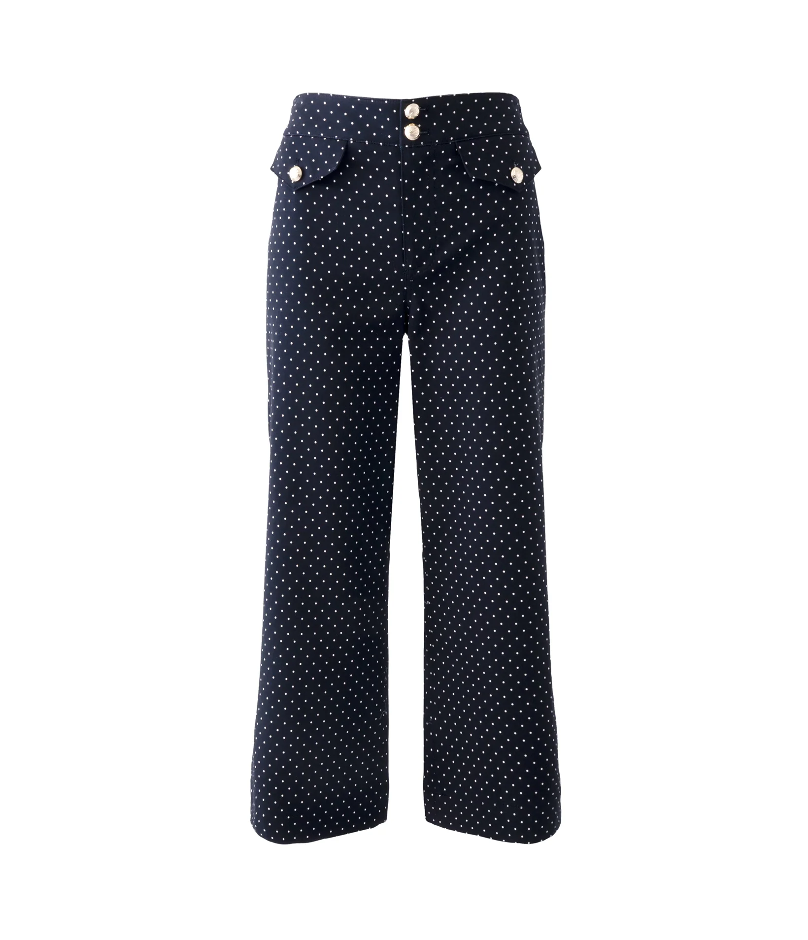 COTTON TWILL POLKA DOT WIDE LEG PANT - Image 2