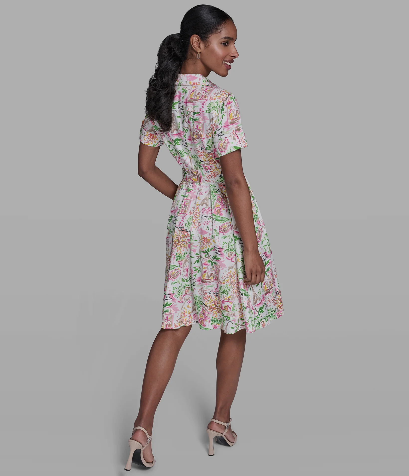 SHORT SLEEVE PLEATED SHIRT DRESS - Image 3