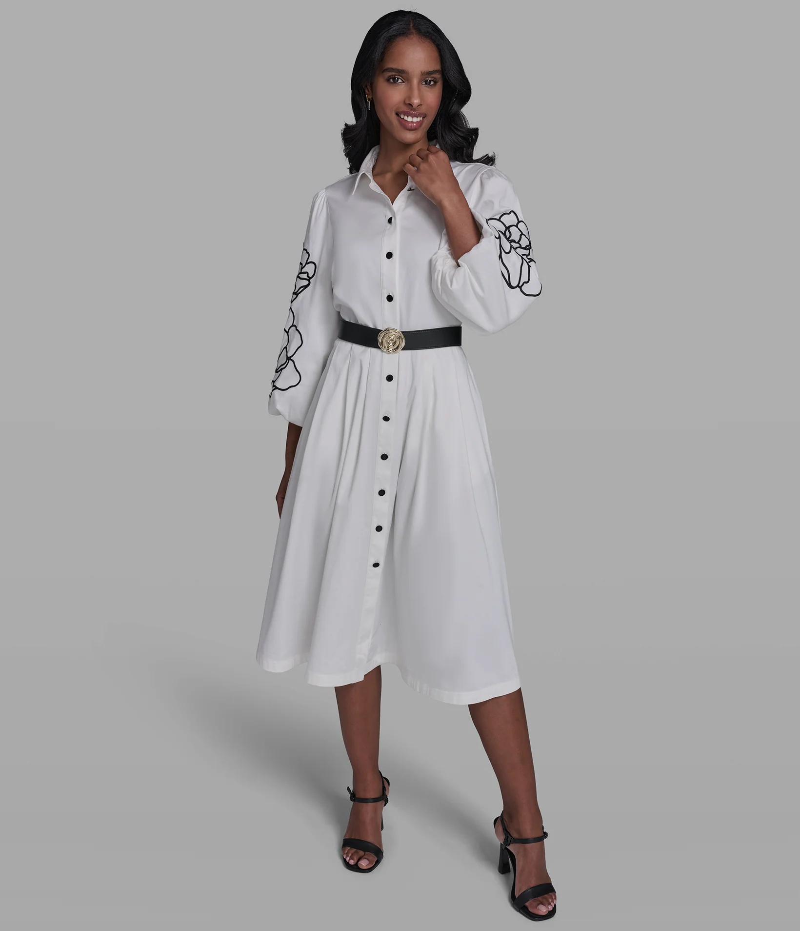 LONG SLEEVE FLORAL SHIRT DRESS - Image 4