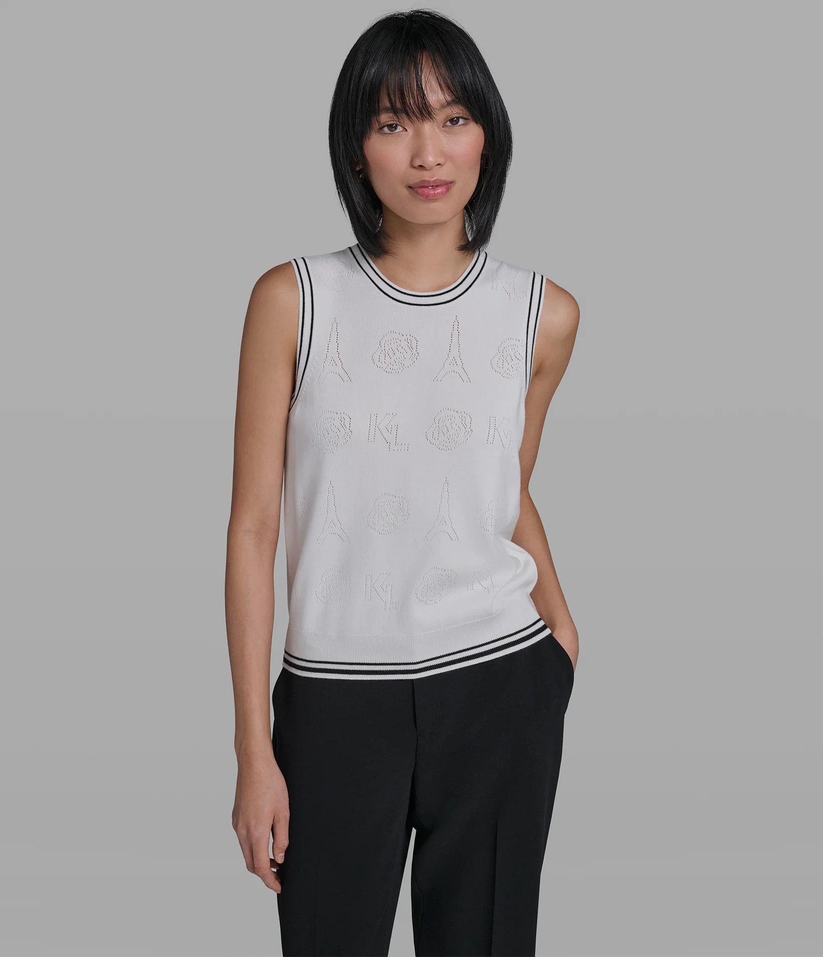 SLEEVELESS SWEATER SHELL