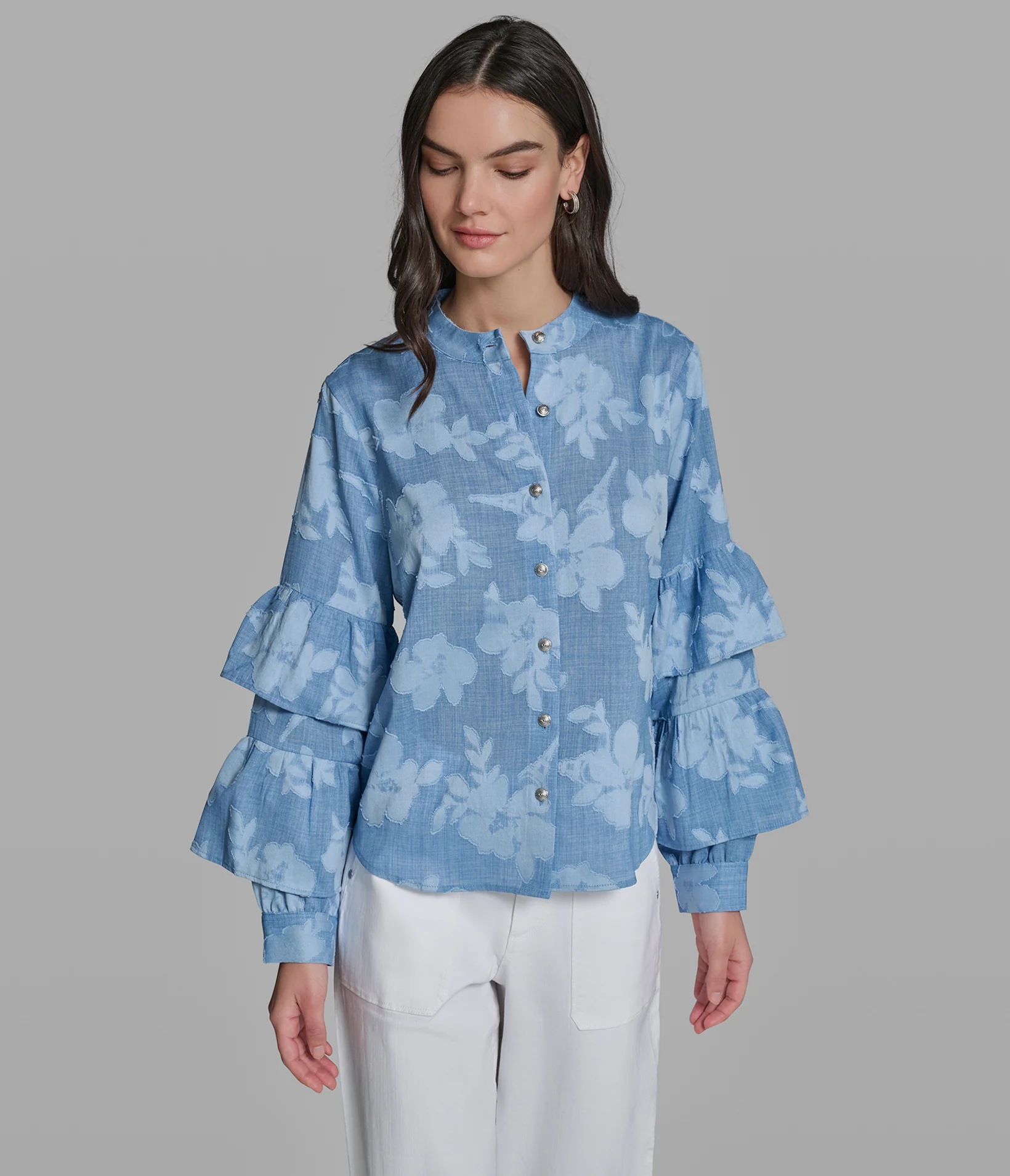 JACQUARD BUTTON DOWN TOP - Image 5