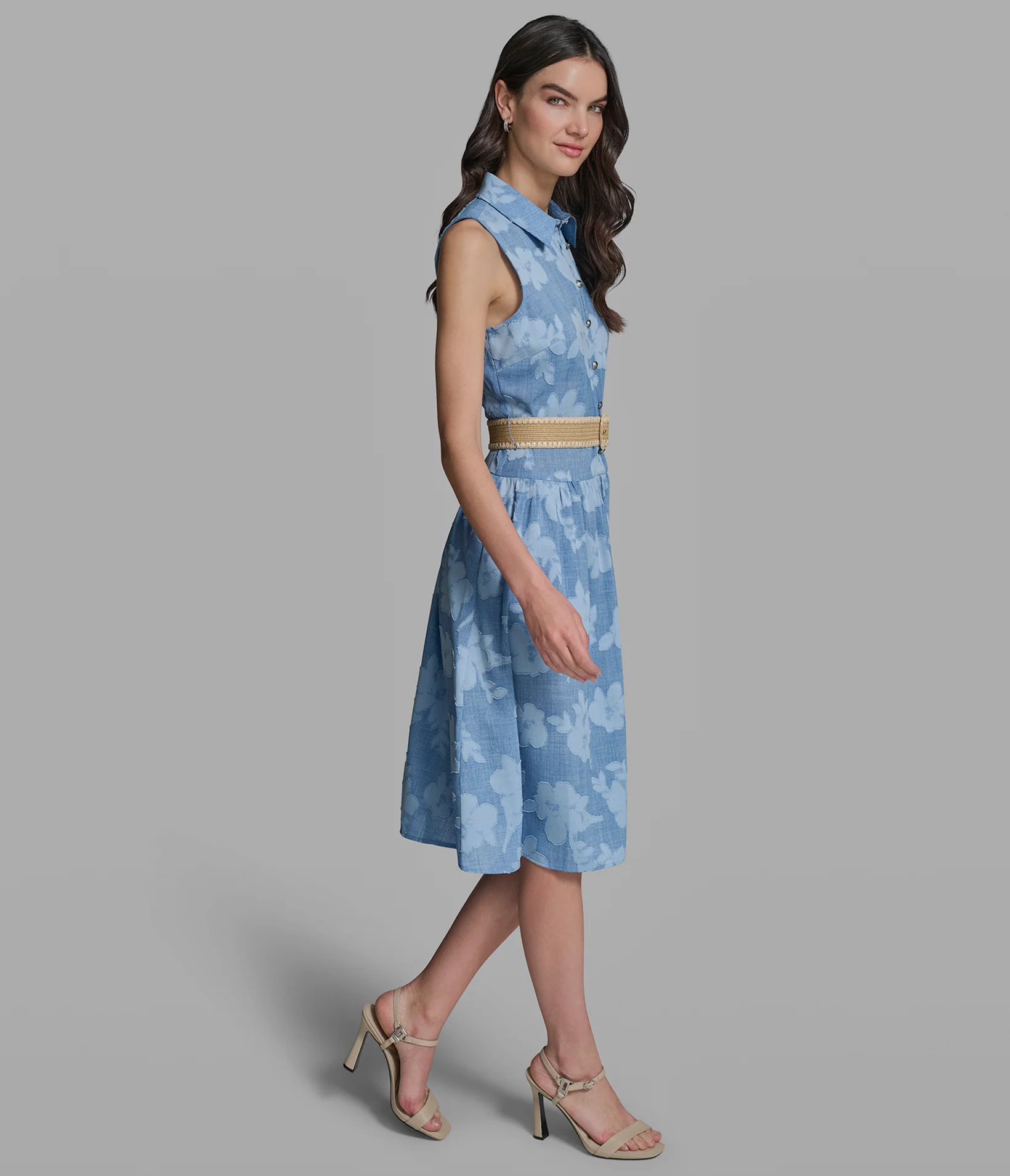 JACQUARD BELTED SHIRT DRESS - Image 3