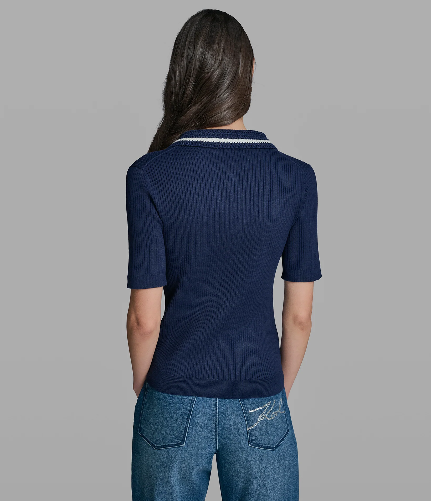 SHORT SLEEVE POLO WITH CROCHET COLLAR - Image 2