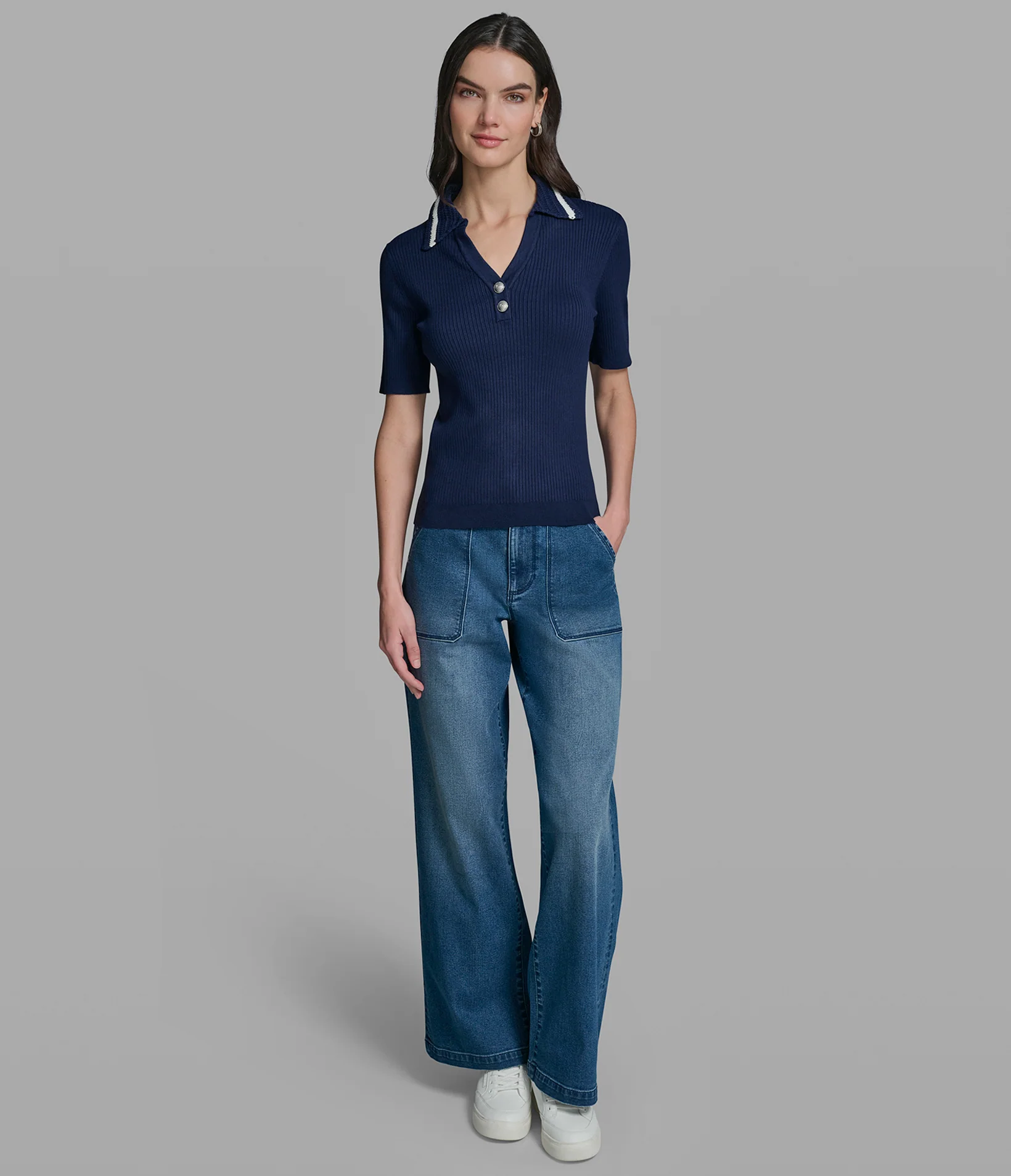 SHORT SLEEVE POLO WITH CROCHET COLLAR - Image 4