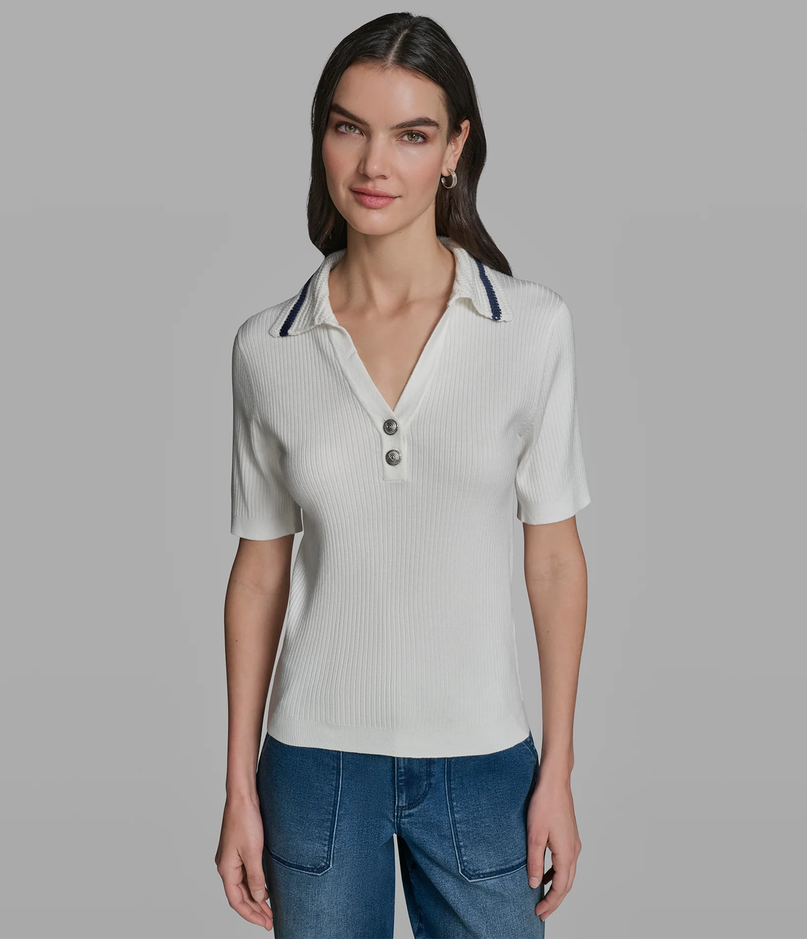 SHORT SLEEVE POLO WITH CROCHET COLLAR - Image 3