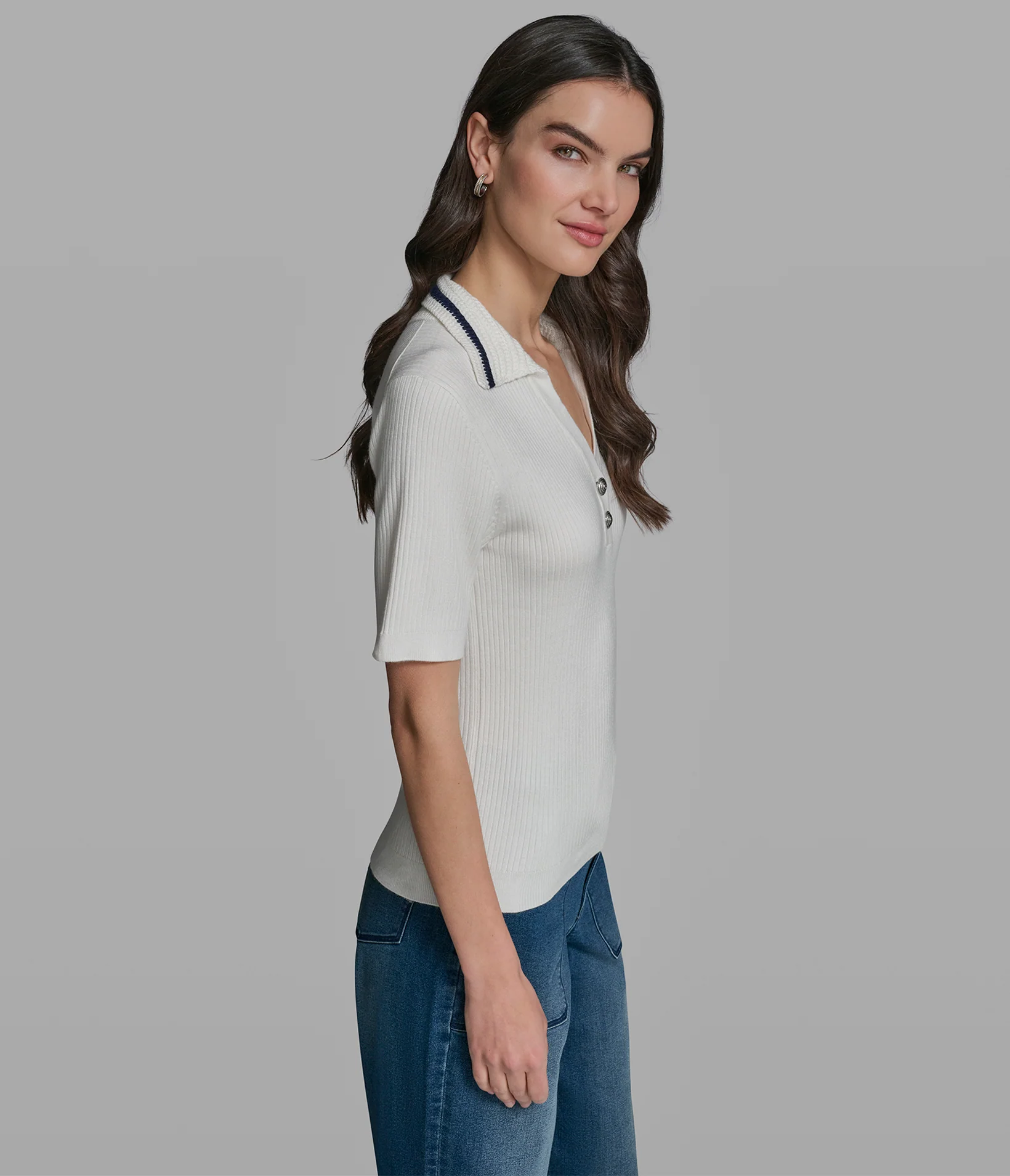 SHORT SLEEVE POLO WITH CROCHET COLLAR - Image 4