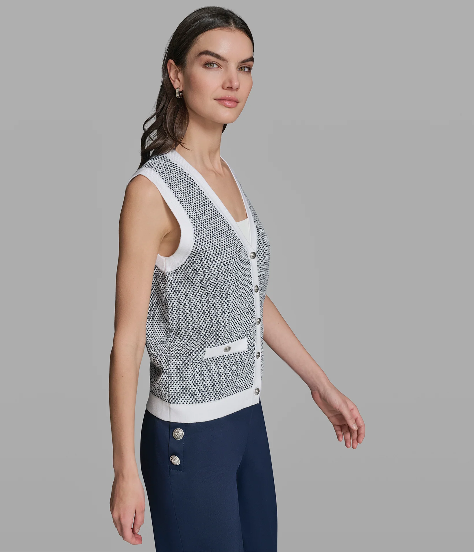 SLEEVELESS MARLED CARDIGAN - Image 3