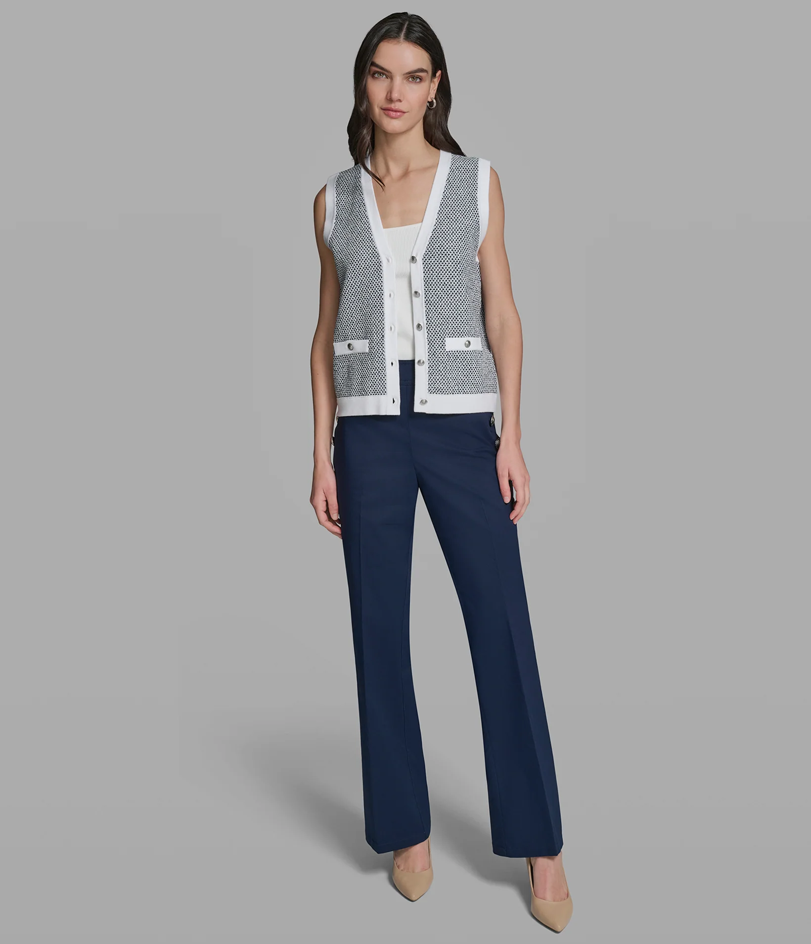 SLEEVELESS MARLED CARDIGAN - Image 4