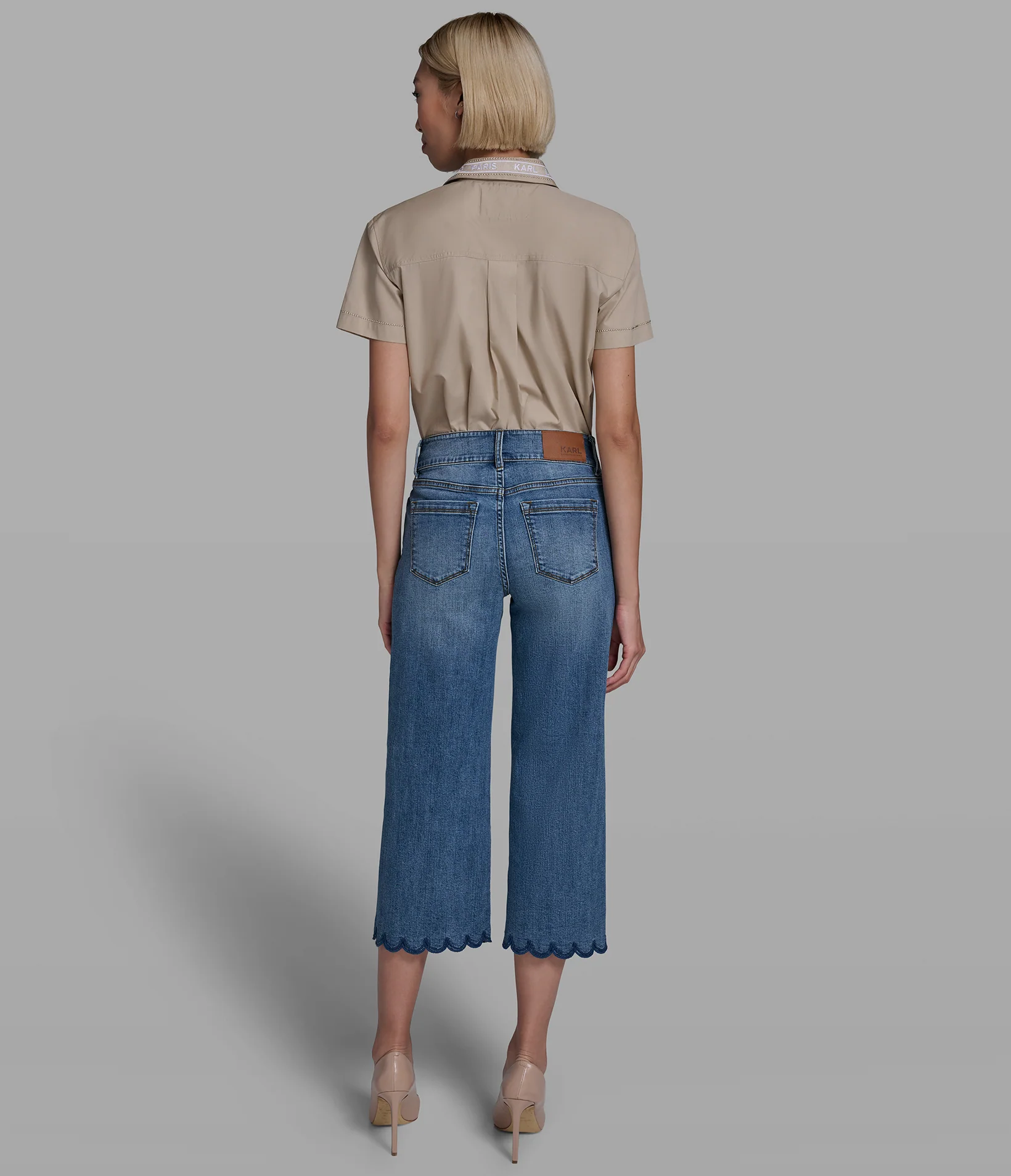 SCALLOPED HEM WIDE-LEG JEANS - Image 5