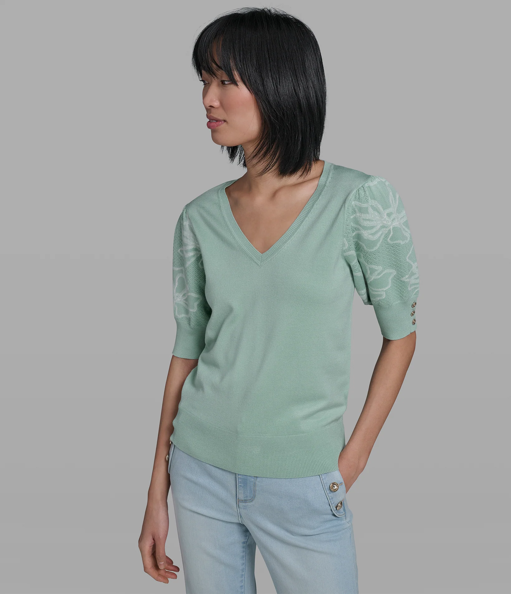 FLORAL V-NECK SWEATER - Image 3