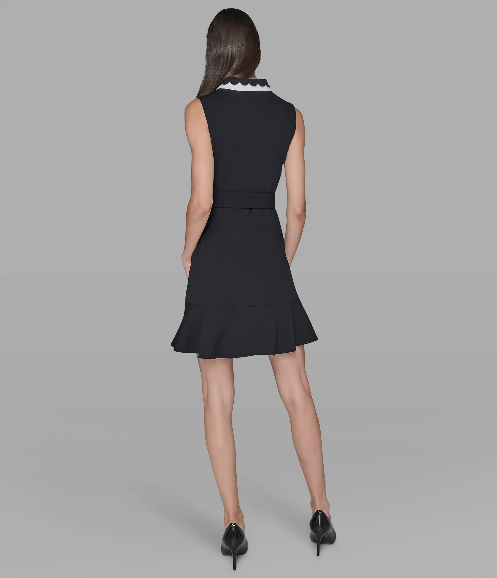 SCUBA CREPE A-LINE DRESS WITH SCALLOP TRIM - Image 2