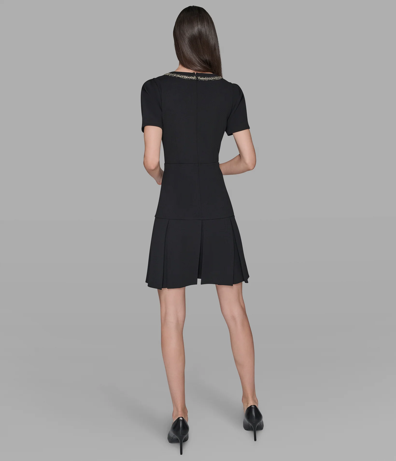 TWEED-TRIMMED PLEATED DRESS - Image 2