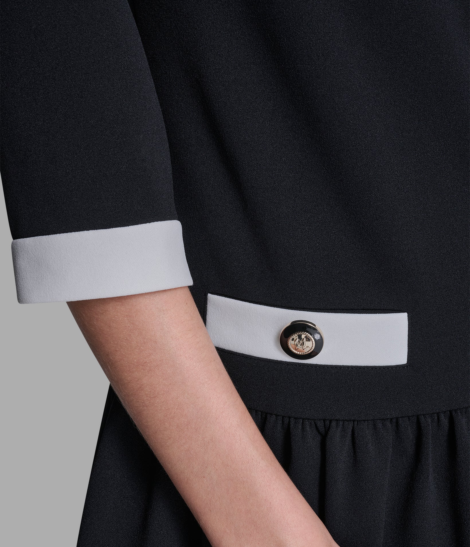 SCUBA CREPE A-LINE DRESS WITH CONTRAST TRIM - Image 5