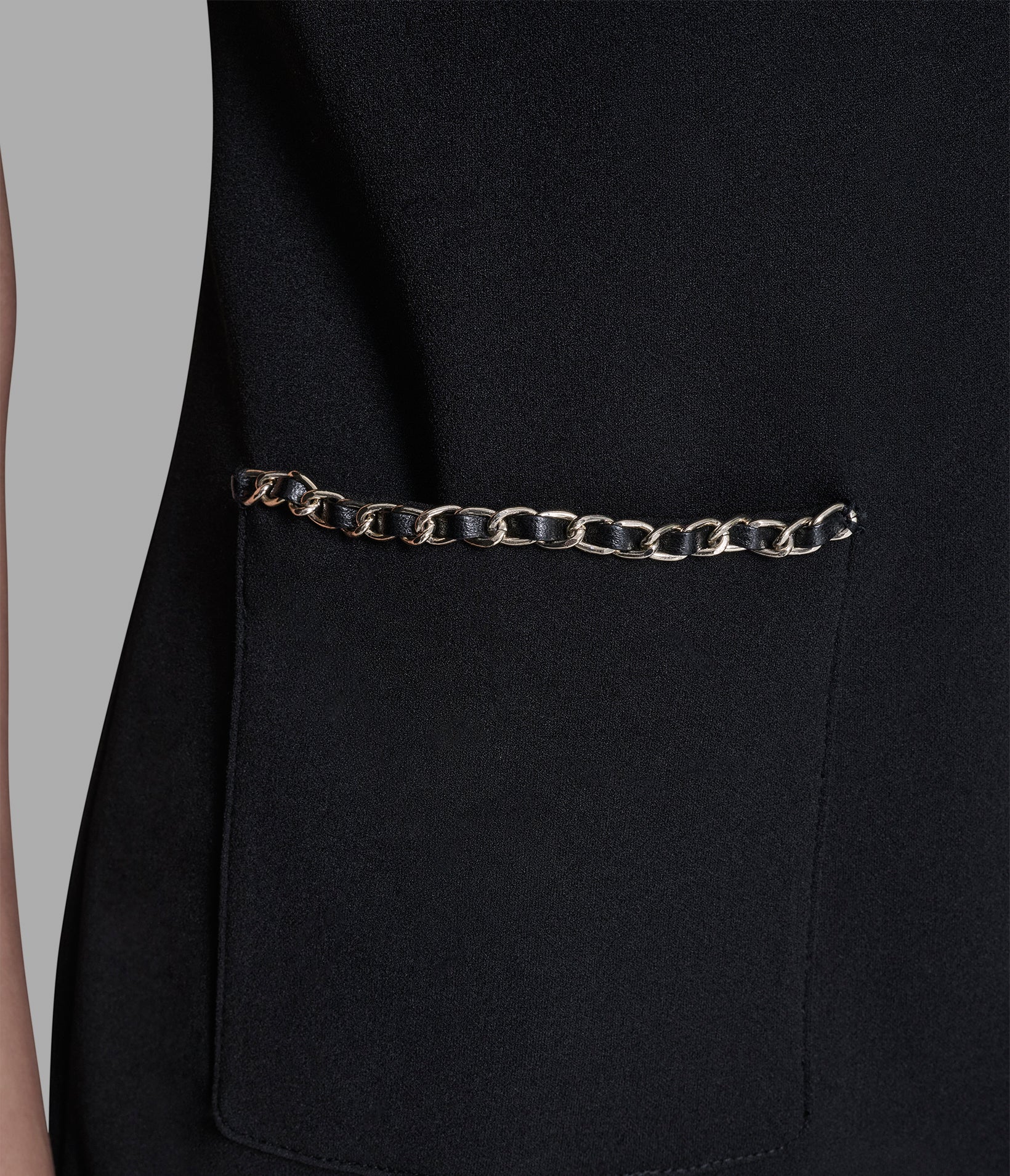 SCUBA CREPE SHIFT DRESS WITH CHAIN TRIMS - Image 5