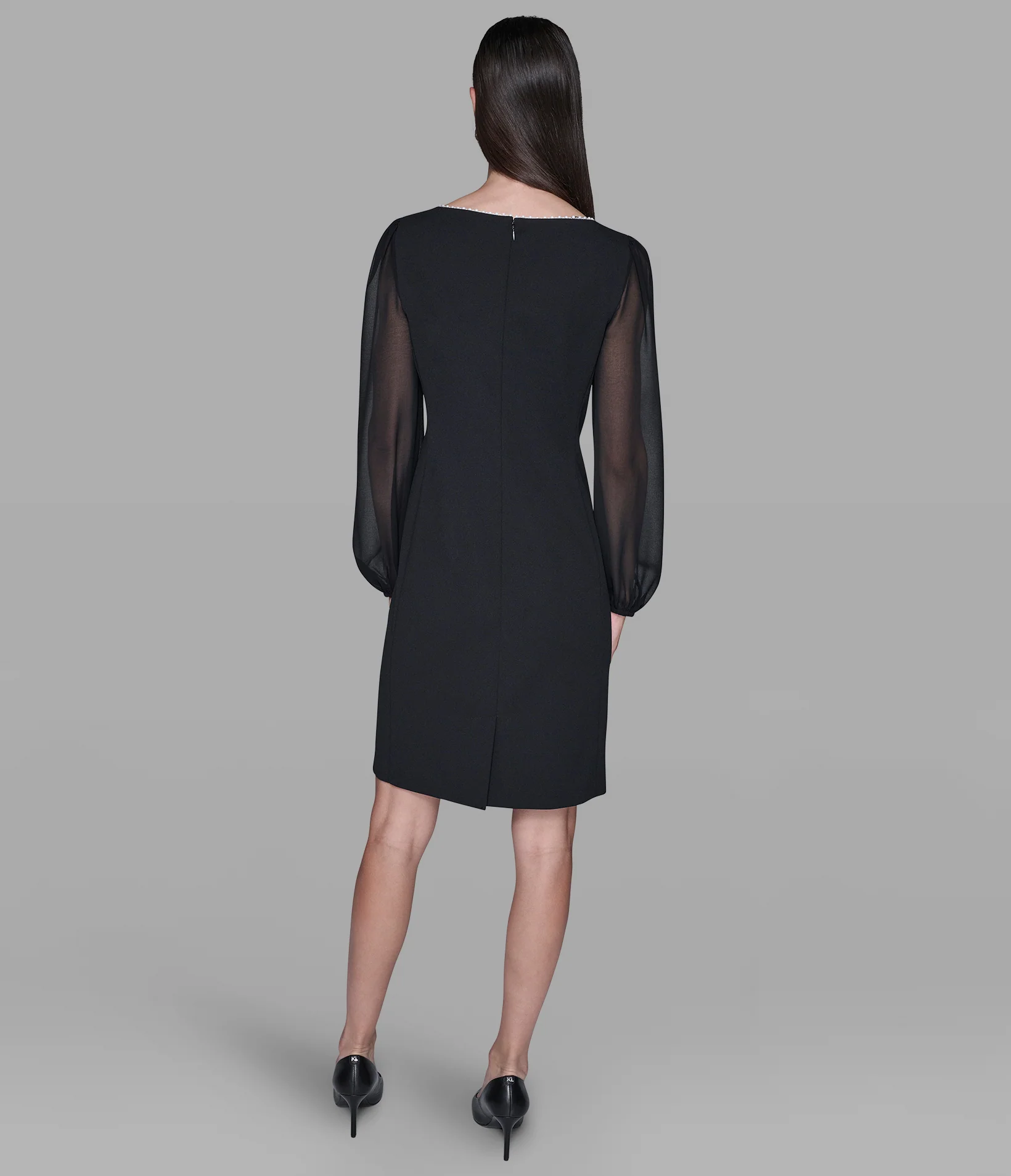 SCUBA CREPE DRESS WITH CHIFFON SLEEVE - Image 2