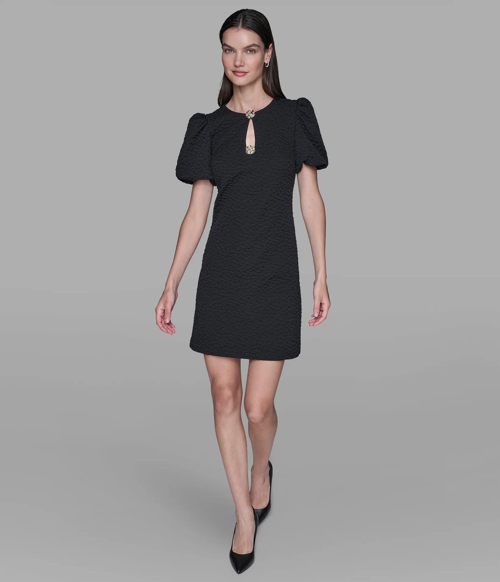FLORAL JACQUARD DRESS WITH PUFF SLEEVES - Image 4