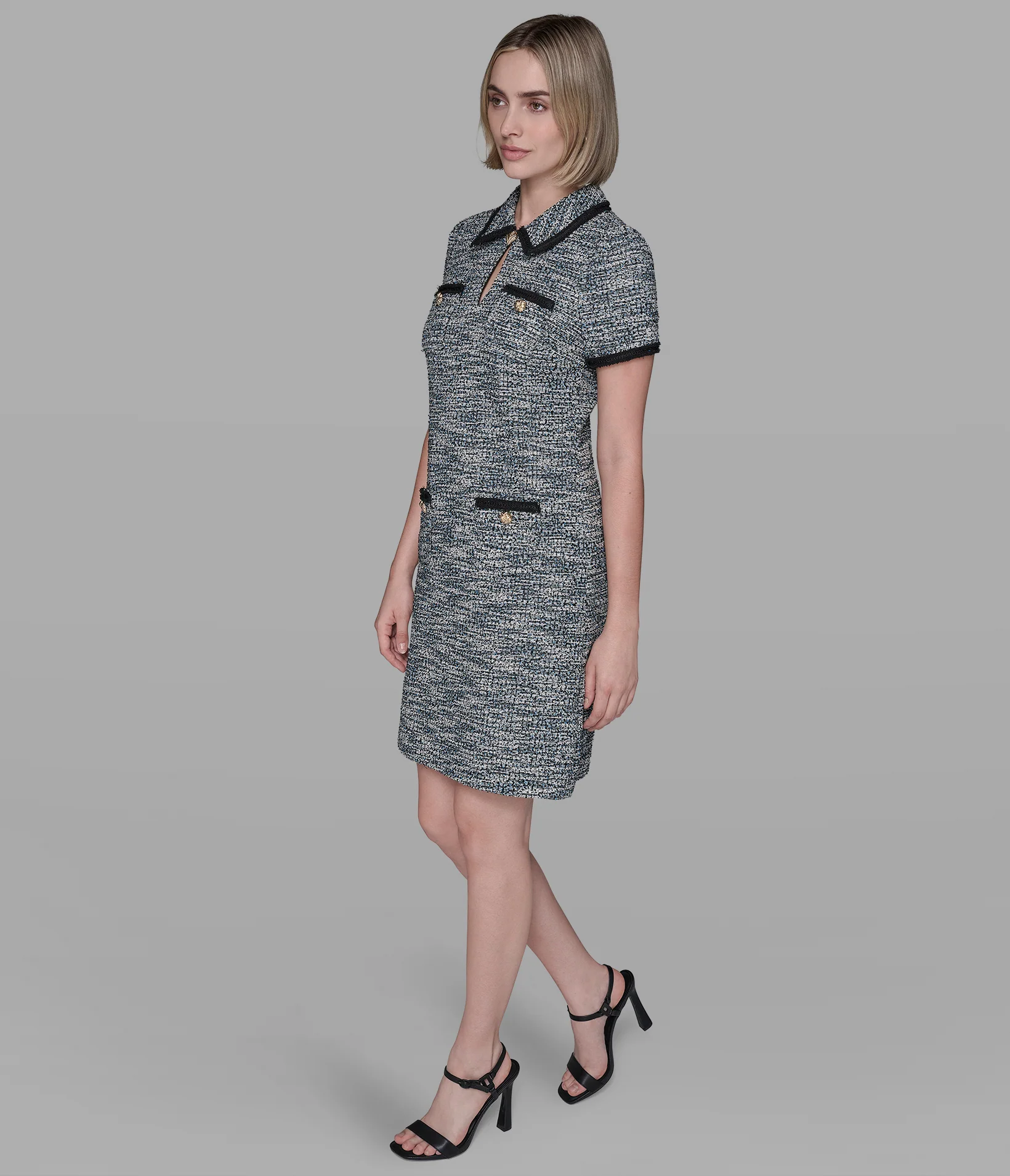 TWEED KNIT SHIRT DRESS - Image 3