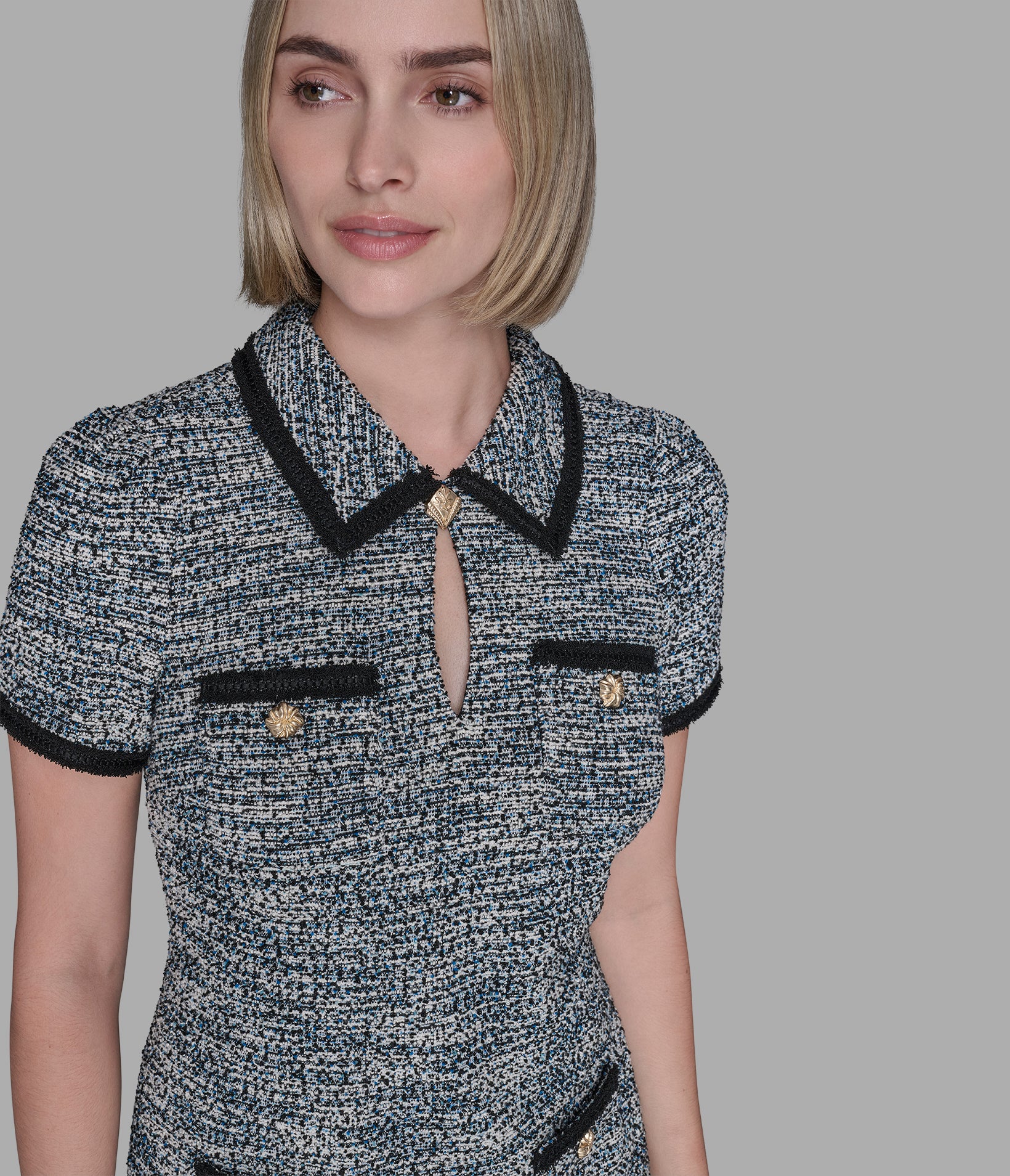 TWEED KNIT SHIRT DRESS - Image 5