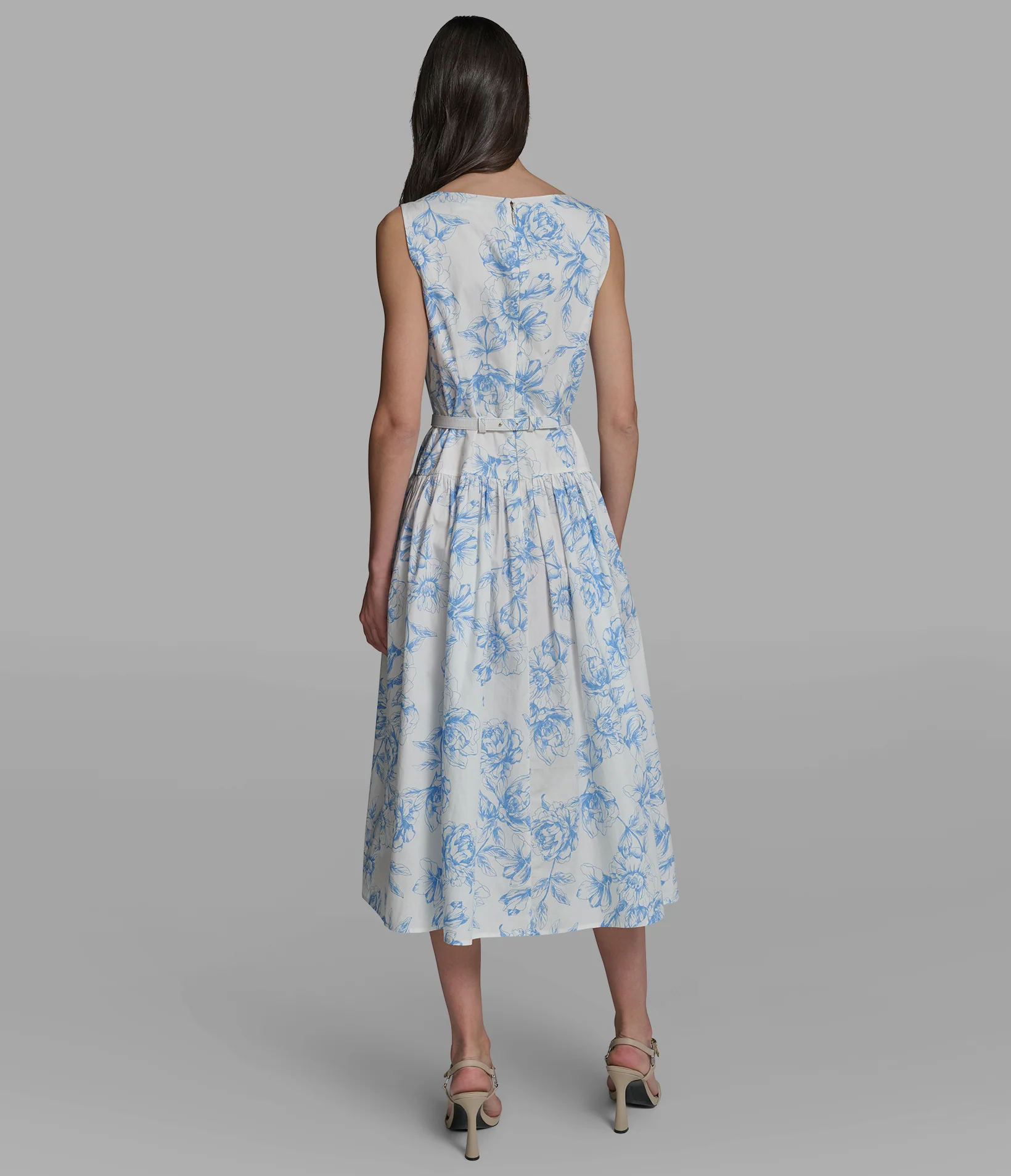 FLORAL MIDI DRESS WITH ROSE BELT - Image 2