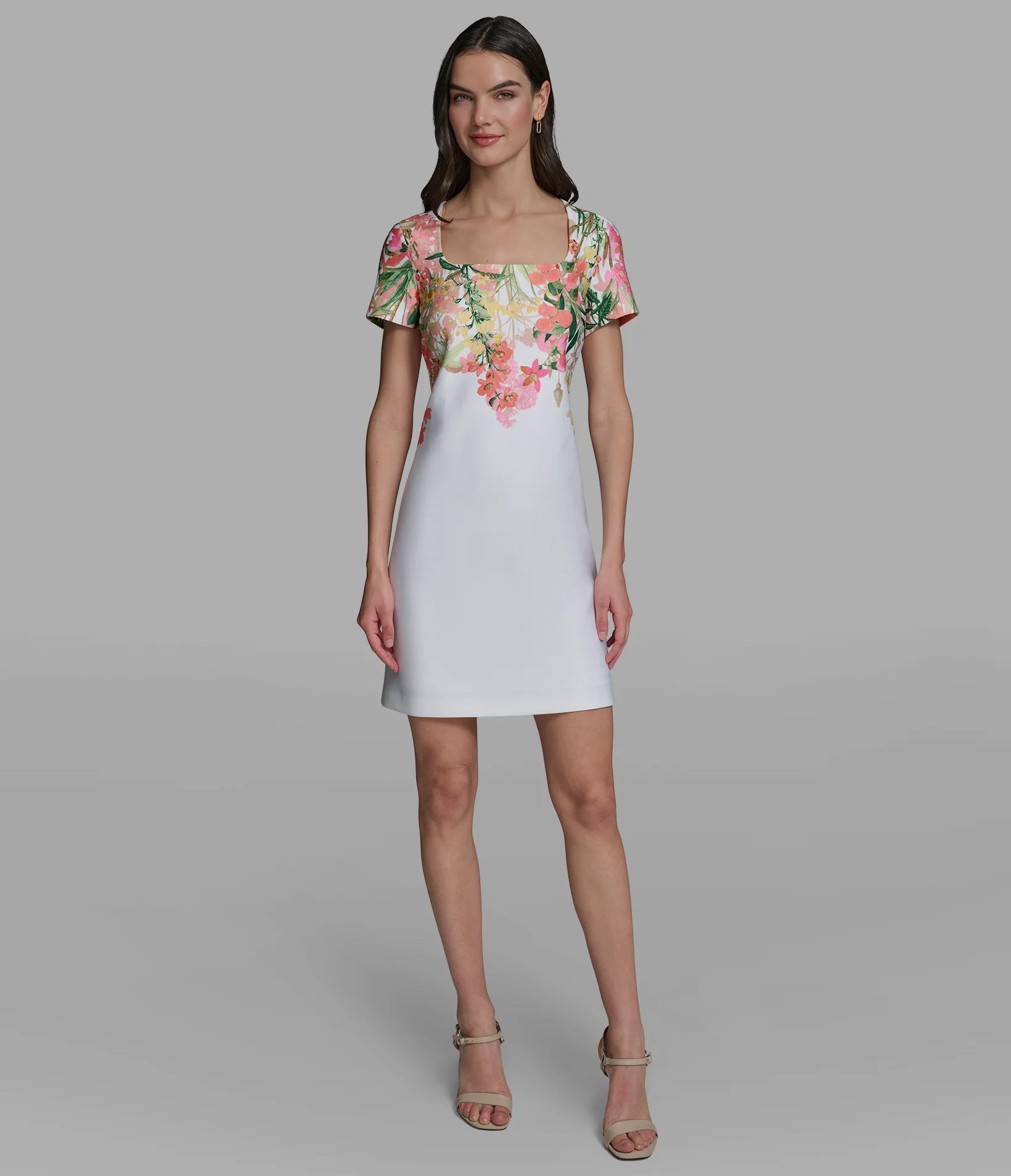 FLORAL A-LINE SCUBA DRESS - Image 4