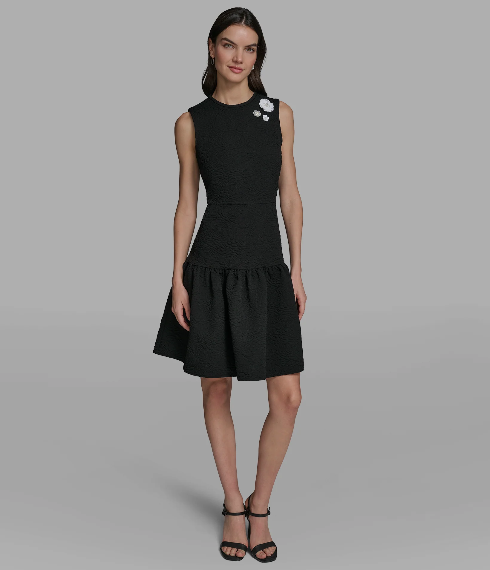 FLORET JACQUARD DROP WAIST DRESS - Image 4