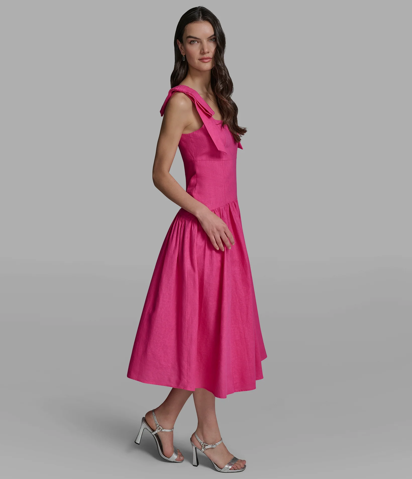 BOW STRAP MIDI DRESS - Image 3