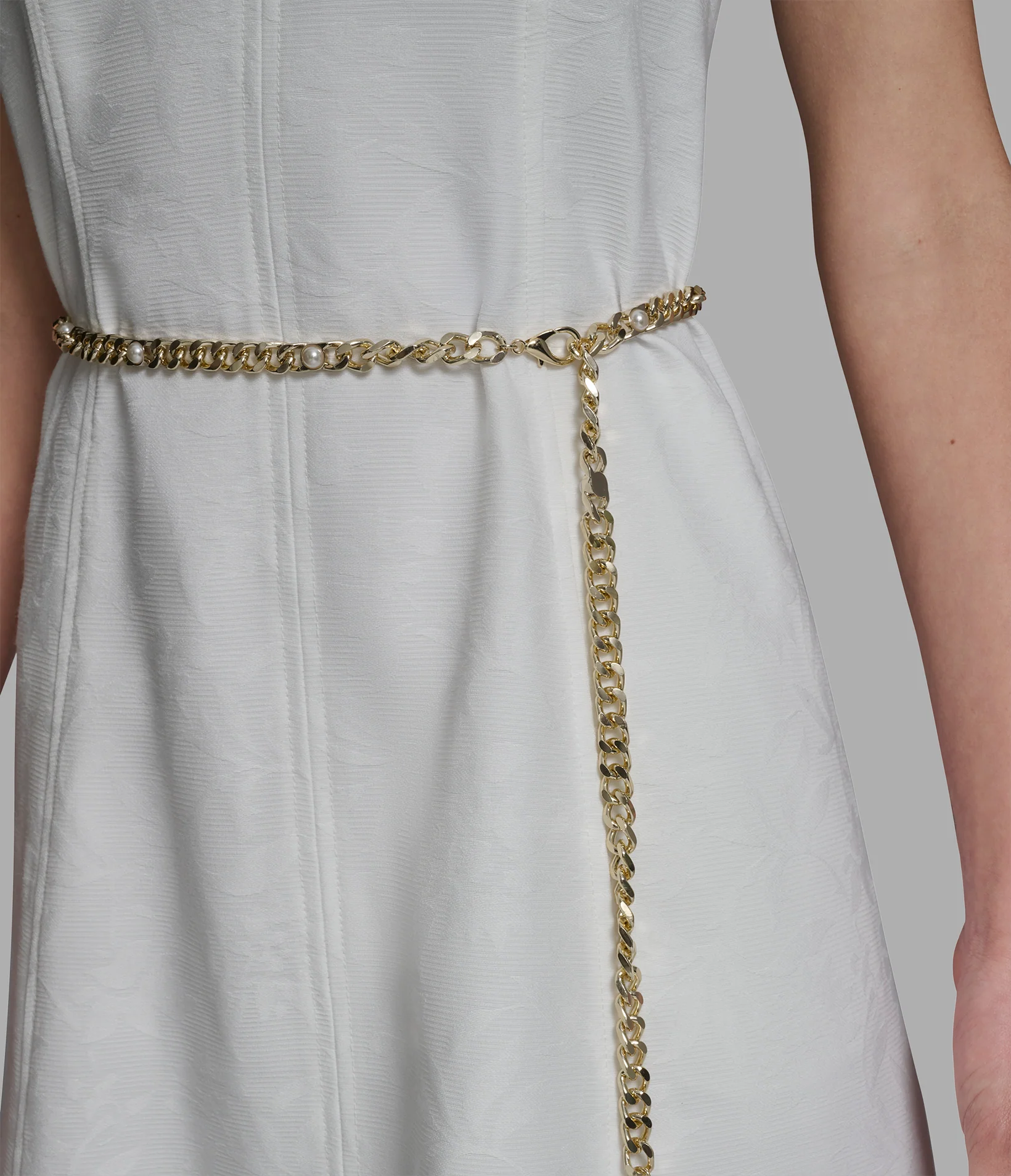 SUBTLE FLORAL MIDI DRESS WITH CHAIN BELT - Image 5