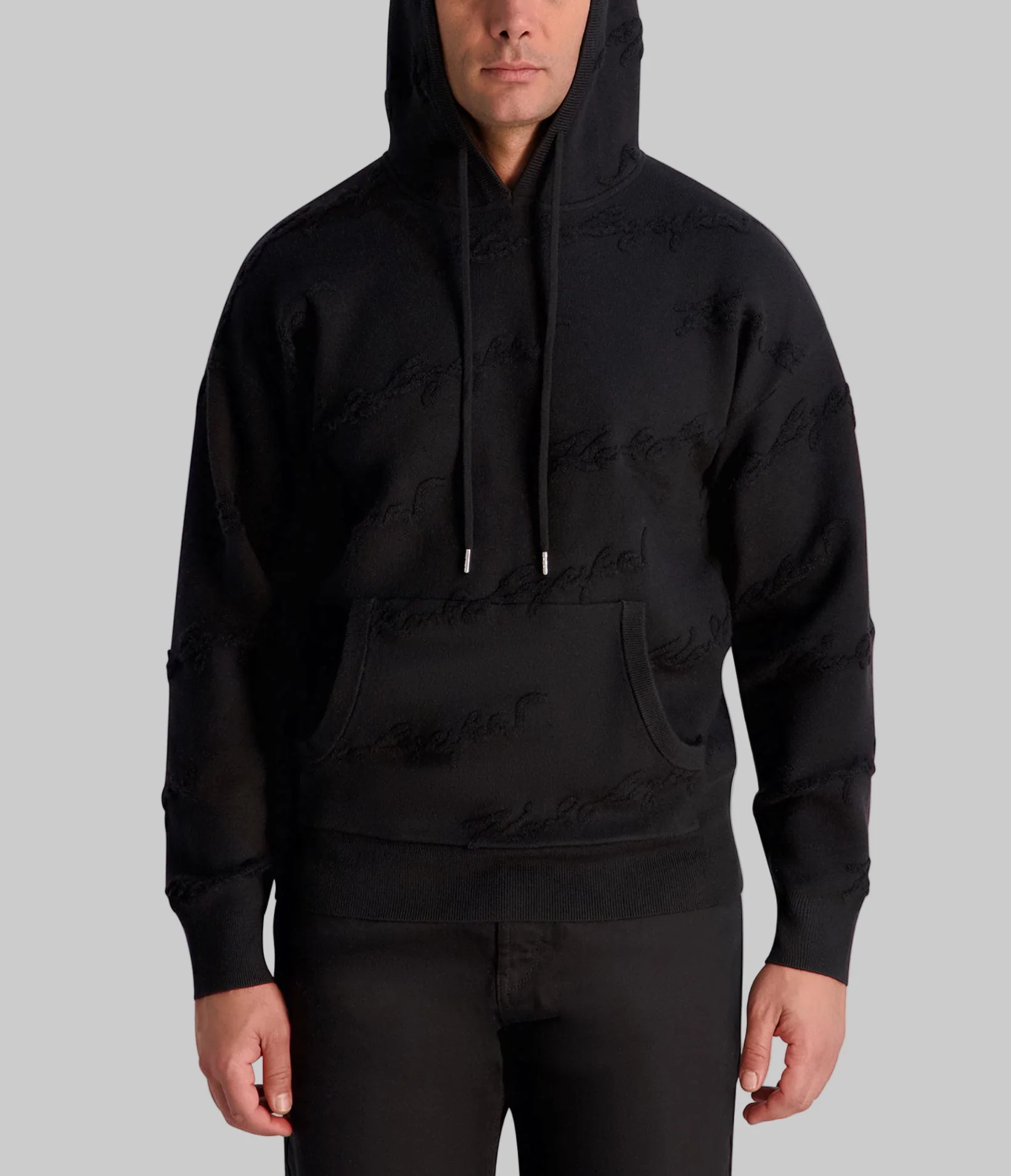 SWEATER HOODIE WITH TONAL CHENILLE SIGNATURE - Image 4