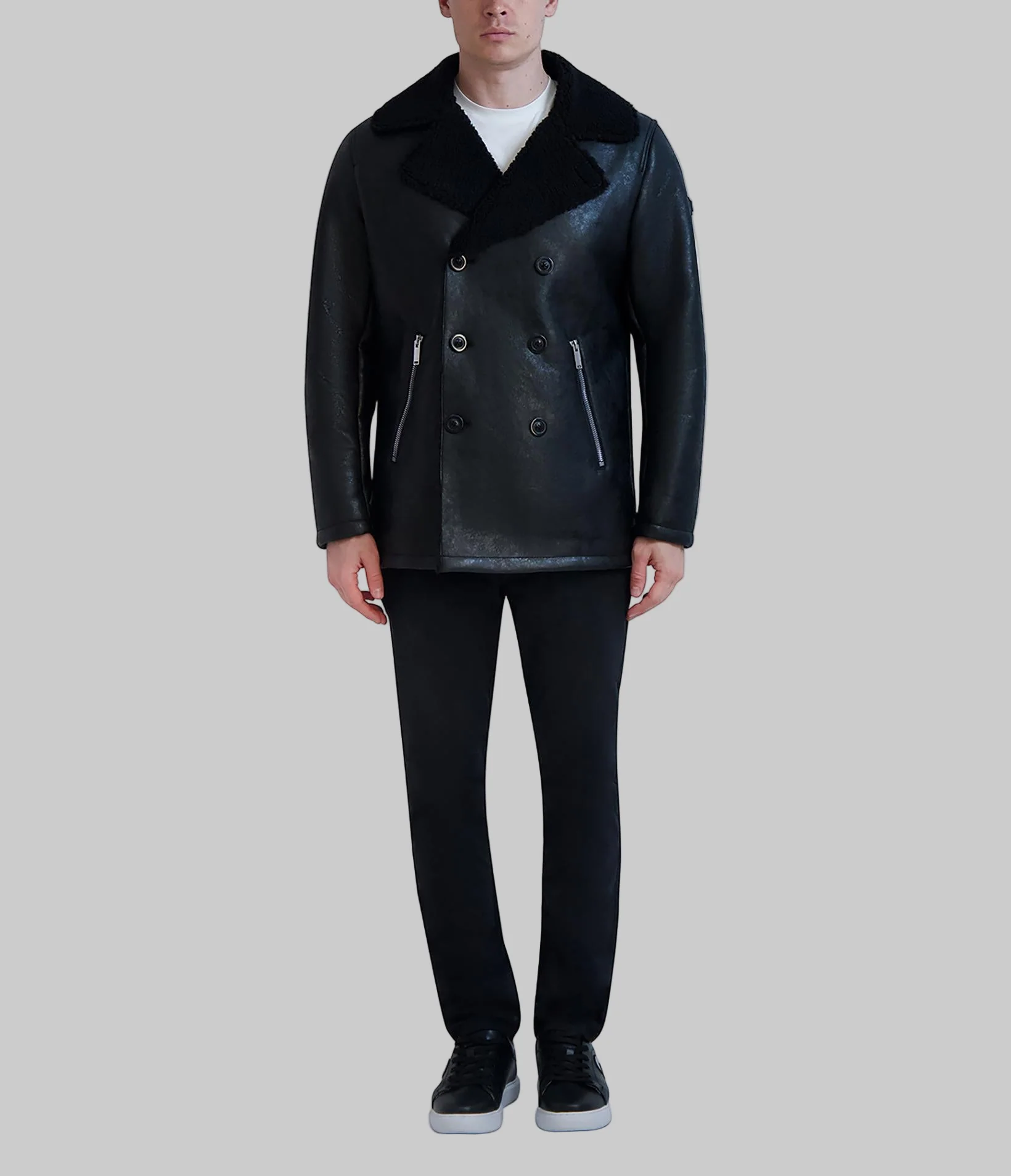 FAUX SHEARLING COLLARED BUTTON FRONT JACKET - Image 4