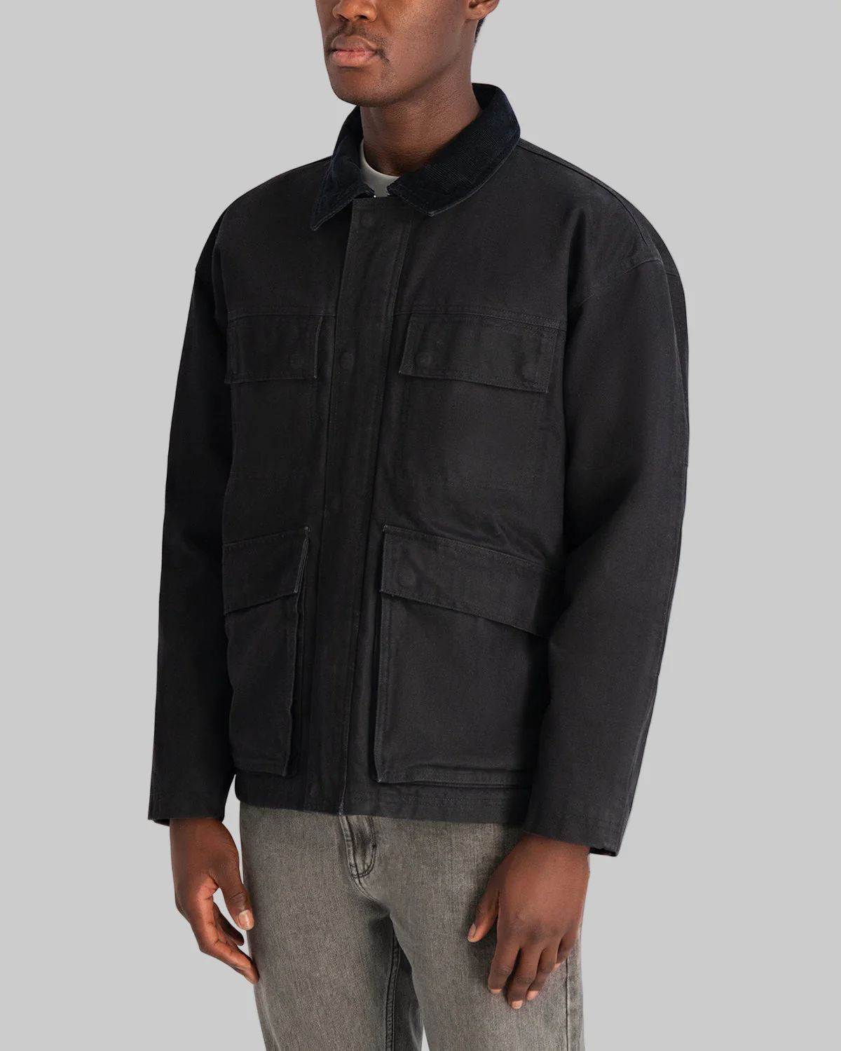 WAXED COTTON FIELD JACKET WITH CORDUROY COLLAR - Image 3