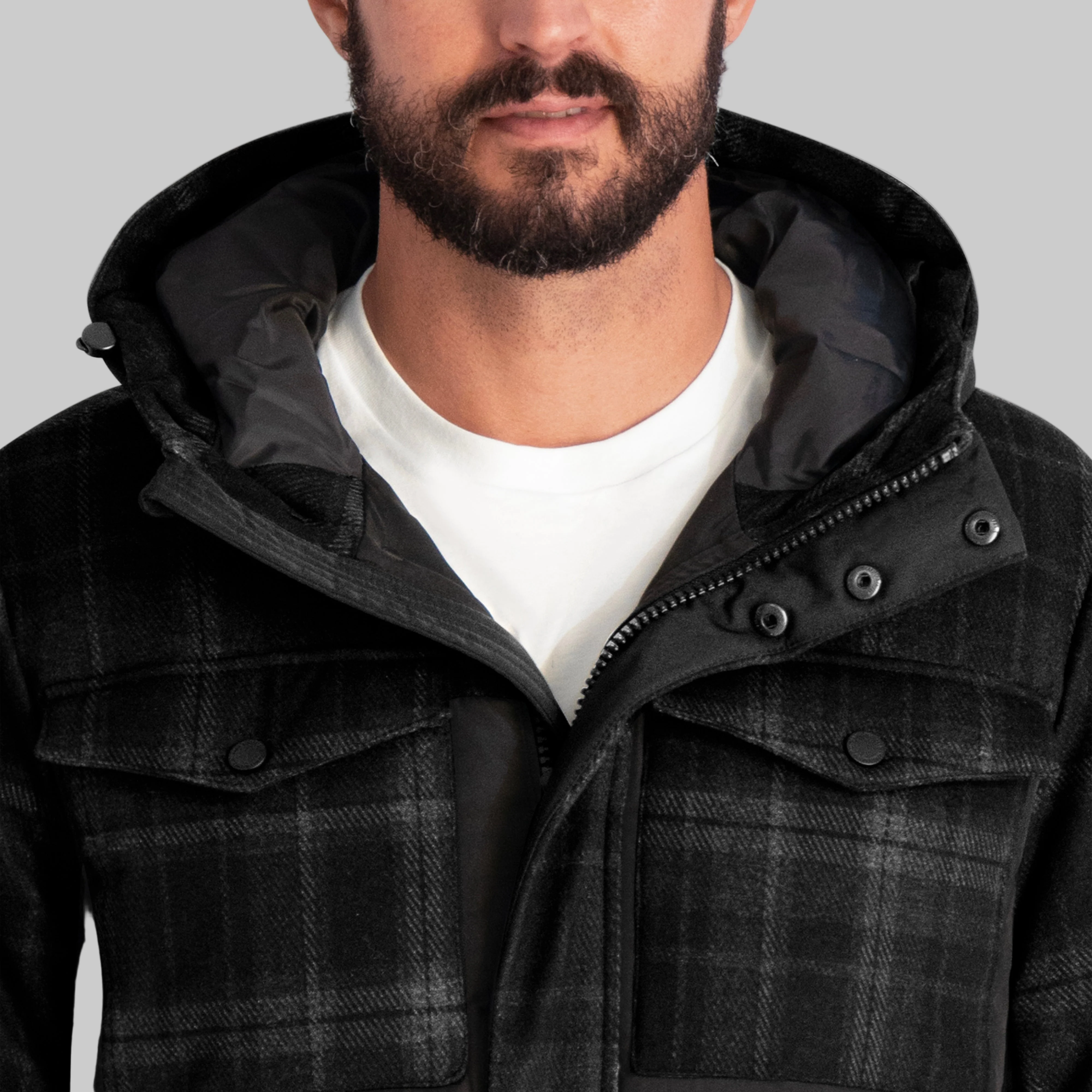 MIXED MEDIA HOODED PUFFER - Image 6