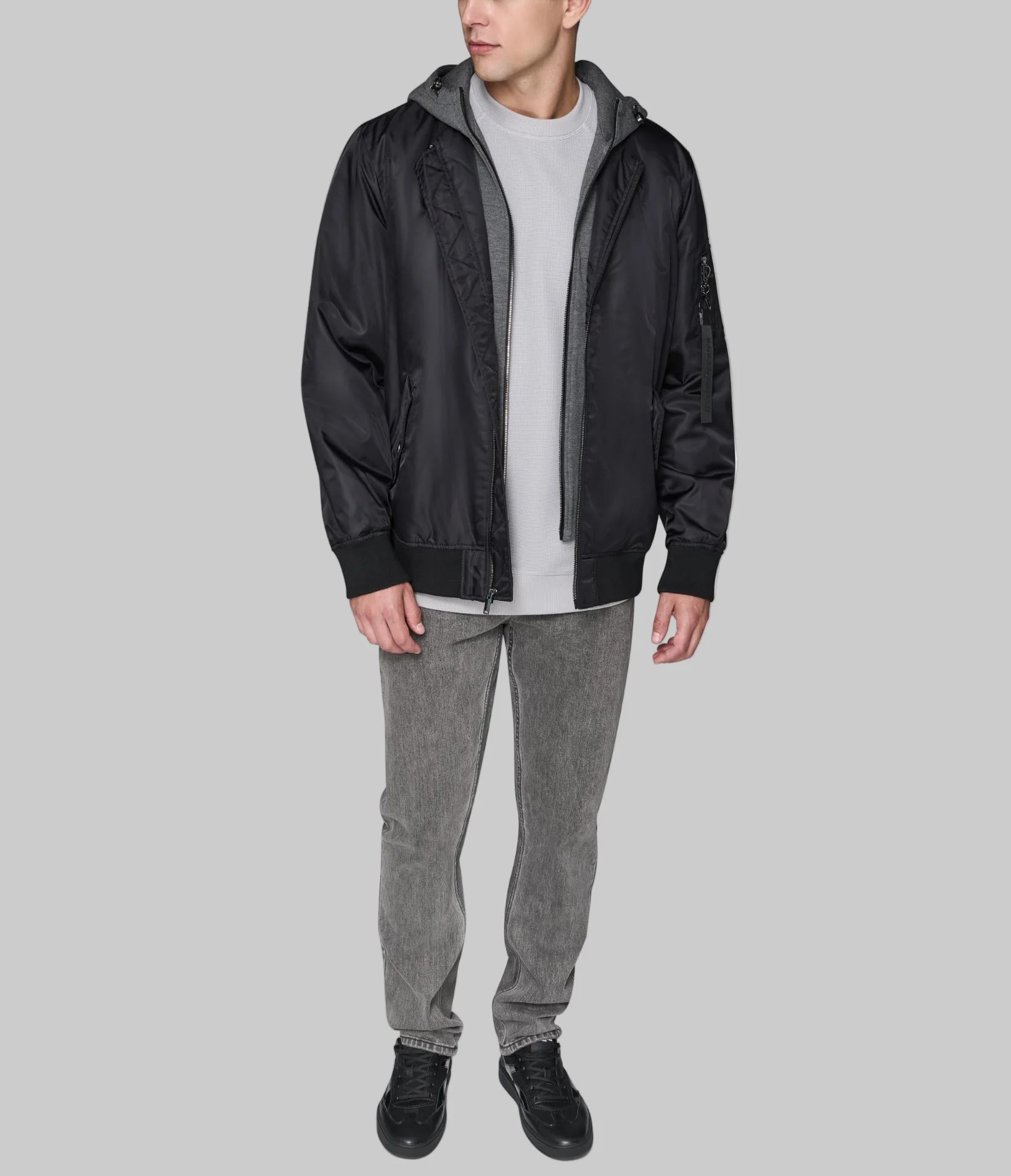 HOODED SIGNATURE LOGO BOMBER JACKET - Image 4